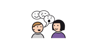 Psychologie Grafische Darstellung Psychologie: Mann erzählt Psychologin von seinen Gefühlen.